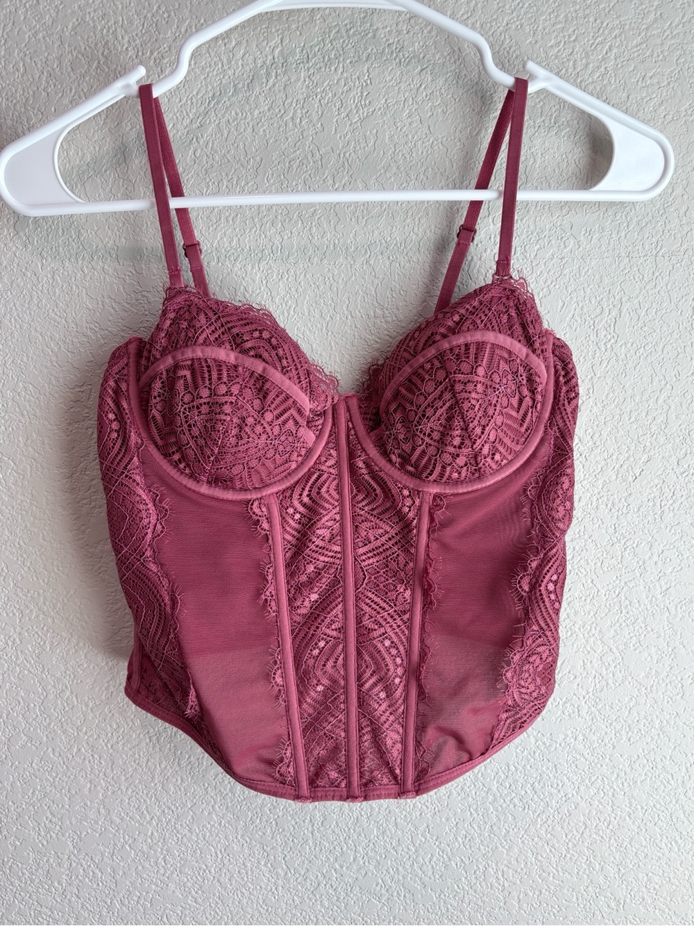 Garage Bustier Corset Crop Top Tank Top Pink Lace Women’s Size Small